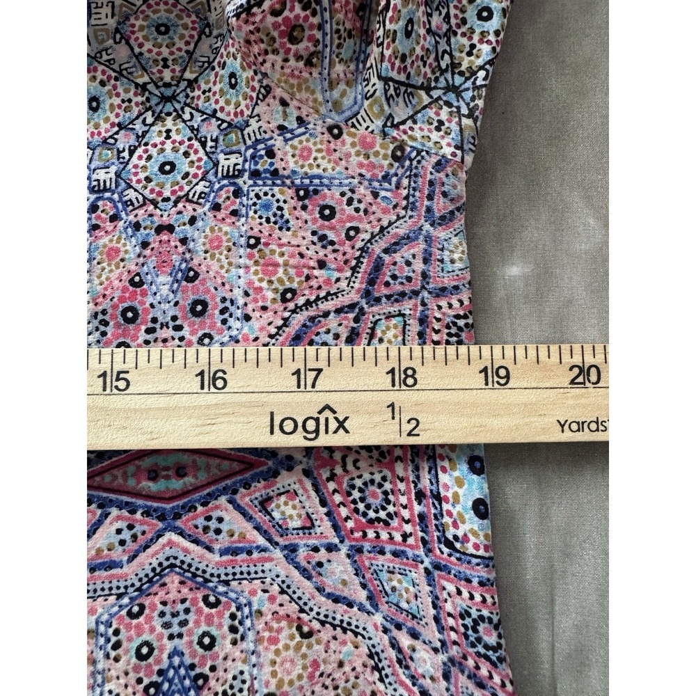 Maeve 100% Silk Geometric Print‎ Button Back Blouse Women's Size 6 - Picture 7 of 8